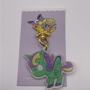 Zombie Green Colorful Unicorn Keychain